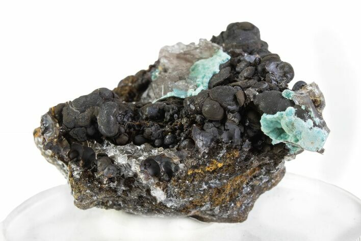 Calcite and Rosasite on Botryoidal Goethite - Mexico #371879